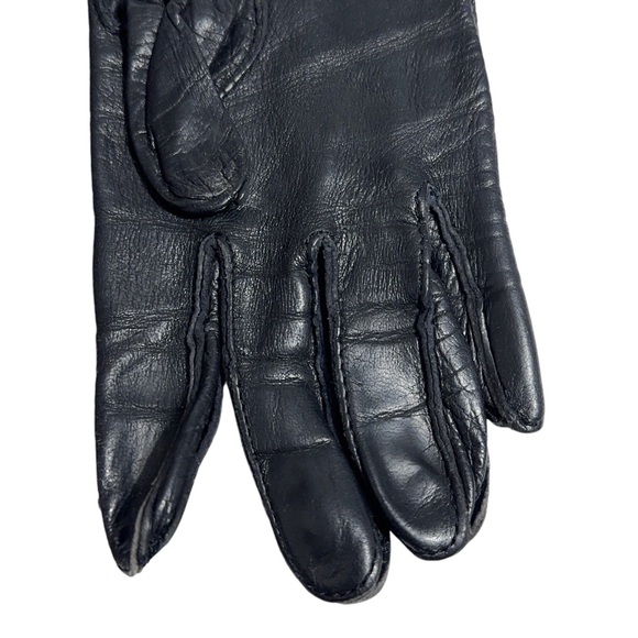 Womens Vintage Deerskin Gloves Scalloped Edge Size 6.5 Unlined Valentines Gift - Picture 2 of 7